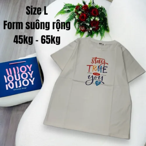 Áo Thun Nữ Cổ Tròn In chữ TRUE form ôm suông rộng size L(45-65kg)