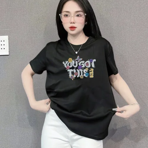 Áo Thun Nữ Cổ Tròn In chữ you got this form ôm suông rộng size L(45-65kg)