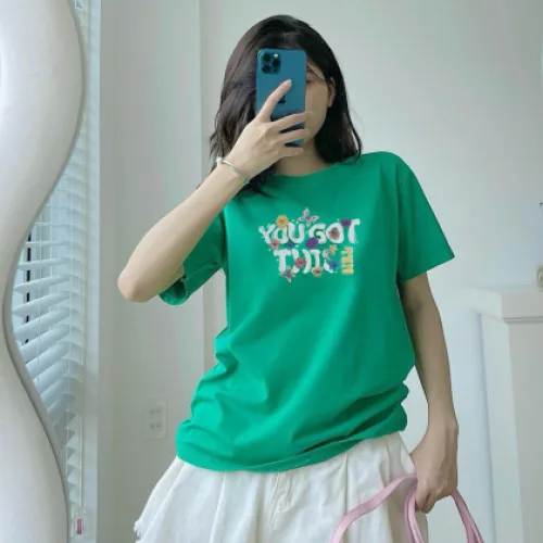 Áo Thun Nữ Cổ Tròn In chữ you got this form ôm suông rộng size L(45-65kg)