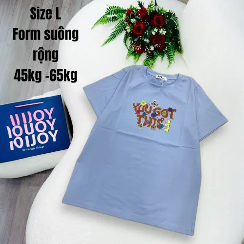 Áo Thun Nữ Cổ Tròn In chữ you got this form ôm suông rộng size L(45-65kg)