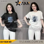 Áo Thun Nữ Cổ Tròn In Hình Chiếc Thuyền form vừa size M(40-60kg)