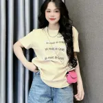 Áo Thun Nữ Cổ Tròn In Nhiều Hình Trái Tim Với Chữ form vừa size M(40-60kg)