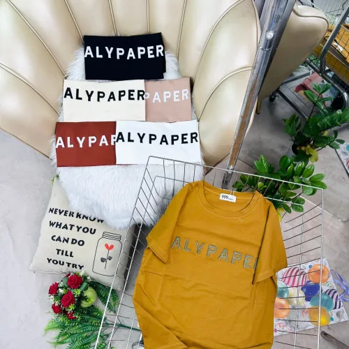 Áo Thun Nữ Cổ Tròn Thuê Chữ ALYPAPER form vừa size M(40-60kg)