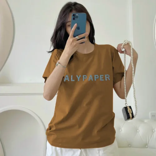 Áo Thun Nữ Cổ Tròn Thuê Chữ ALYPAPER form vừa size M(40-60kg)