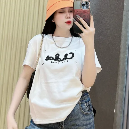 Áo Thun Nữ Cổ Tròn Thuê Chữ I AM GREAT form vừa size M(40-60kg)