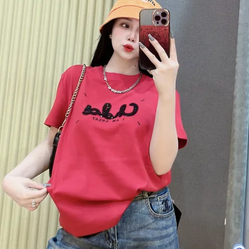Áo Thun Nữ Cổ Tròn Thuê Chữ I AM GREAT form vừa size M(40-60kg)
