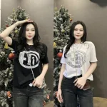 Áo Thun Nữ Cổ Tròn Thuê Hình form vừa size M(40-60kg)