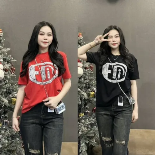 Áo Thun Nữ Cổ Tròn Thuê Hình form vừa size M(40-60kg)