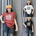 Áo Thun Nữ Cổ Tròn Thuê Hình Ngôi Sao Cười form vừa size M(40-60kg)