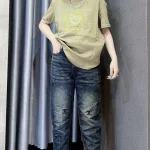 Áo Thun Nữ Cổ Tròn Thuê Hình Ngôi Sao Cười form vừa size M(40-60kg)