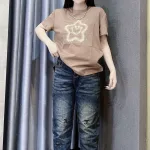Áo Thun Nữ Cổ Tròn Thuê Hình Ngôi Sao Cười form vừa size M(40-60kg)
