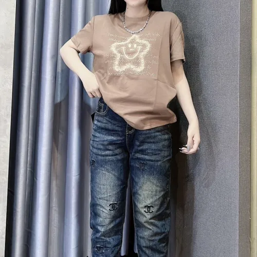 Áo Thun Nữ Cổ Tròn Thuê Hình Ngôi Sao Cười form vừa size M(40-60kg)