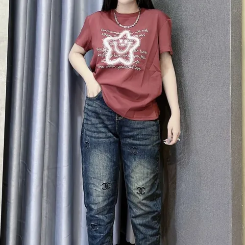 Áo Thun Nữ Cổ Tròn Thuê Hình Ngôi Sao Cười form vừa size M(40-60kg)