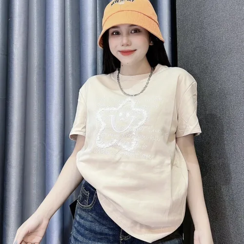 Áo Thun Nữ Cổ Tròn Thuê Hình Ngôi Sao Cười form vừa size M(40-60kg)