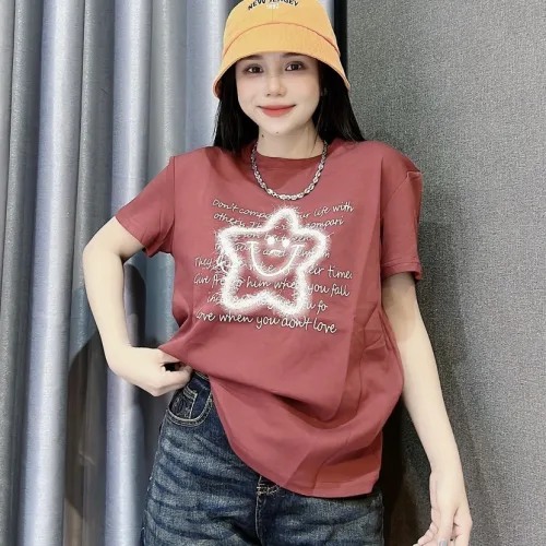 Áo Thun Nữ Cổ Tròn Thuê Hình Ngôi Sao Cười form vừa size M(40-60kg)