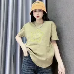 Áo Thun Nữ Cổ Tròn Thuê Hình Ngôi Sao Cười form vừa size M(40-60kg)