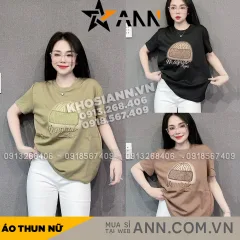 Áo Thun Nữ Cổ Tròn Thuê Hình Và Chữ form vừa size M(40-60kg)