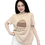 Áo Thun Nữ Cổ Tròn Thuê Hình Và Chữ form vừa size M(40-60kg)
