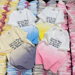 Áo thun nữ hai màu Baby Tee ôm body từ 35kg - 55kg in chữ