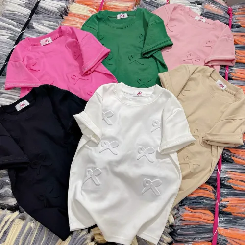 Áo thun nữ In Nỗi hình cái nơ Baby Tee ôm body  từ 35kg - 55kg