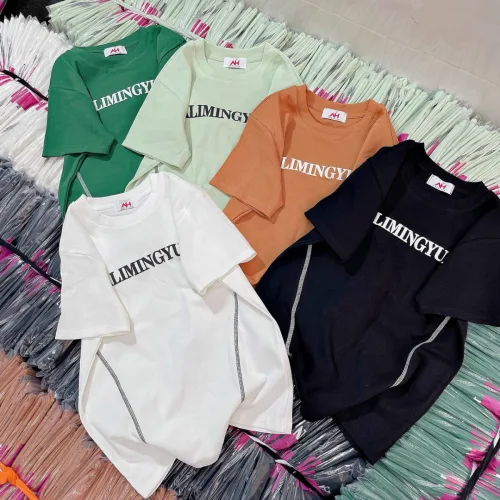 Áo thun nữ màu trơn in chữ Baby Tee ôm body từ 35kg - 55kg