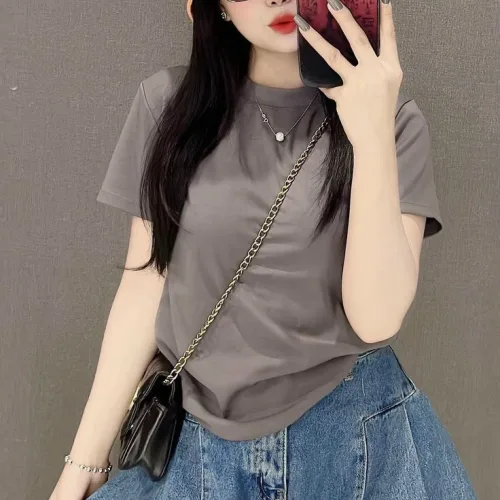 Áo thun nữ màu trơn tay ngắn Baby Tee ôm body từ 35kg - 55kg