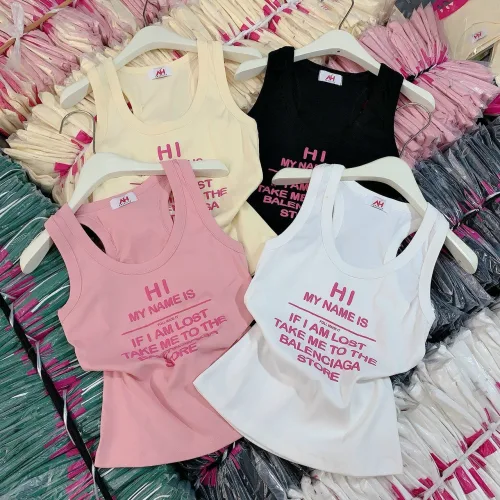 Áo thun nữ sát nách Baby Tee ôm body từ 35kg - 55kg in Chữ HI