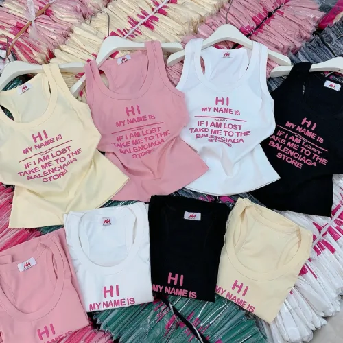 Áo thun nữ sát nách Baby Tee ôm body từ 35kg - 55kg in Chữ HI