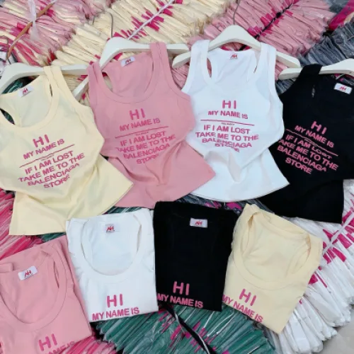 Áo thun nữ sát nách Baby Tee ôm body từ 35kg - 55kg in Chữ HI