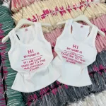Áo thun nữ sát nách Baby Tee ôm body từ 35kg - 55kg in Chữ HI