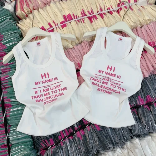 Áo thun nữ sát nách Baby Tee ôm body từ 35kg - 55kg in Chữ HI