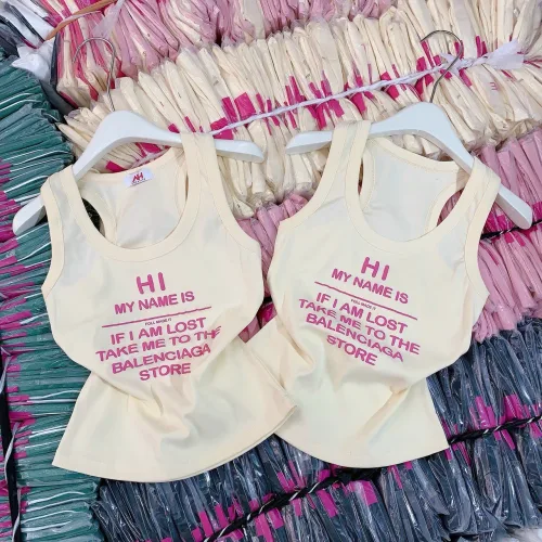 Áo thun nữ sát nách Baby Tee ôm body từ 35kg - 55kg in Chữ HI