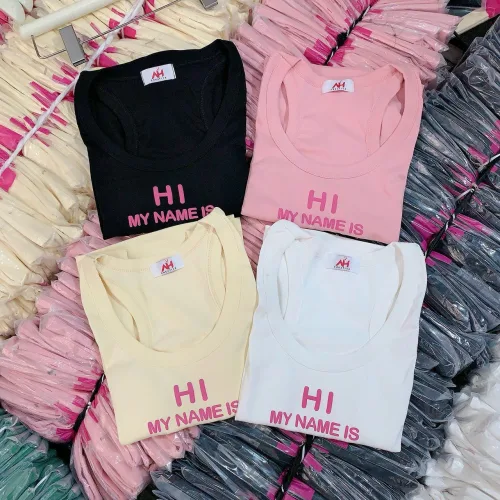 Áo thun nữ sát nách Baby Tee ôm body từ 35kg - 55kg in Chữ HI