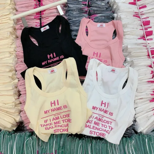 Áo thun nữ sát nách Baby Tee ôm body từ 35kg - 55kg in Chữ HI