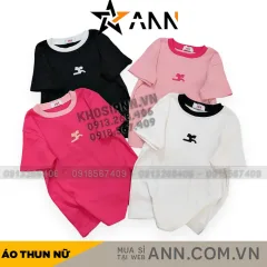 Áo thun nữ thuê logo trước ngực Baby Tee ôm body từ 35kg - 55kg