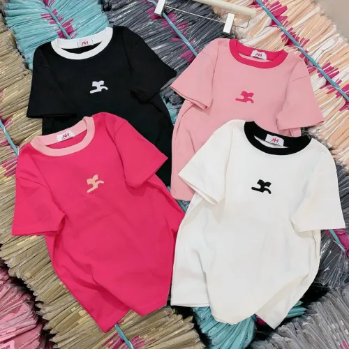 Áo thun nữ thuê logo trước ngực Baby Tee ôm body từ 35kg - 55kg