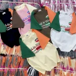 Áo Thun Nữ Trơn Cổ Tròn Baby Tee Tay Phối Hai Màu In Chữ Mạc AH787