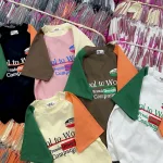 Áo Thun Nữ Trơn Cổ Tròn Baby Tee Tay Phối Hai Màu In Chữ Mạc AH787