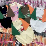 Áo Thun Nữ Trơn Cổ Tròn Baby Tee Tay Phối Hai Màu In Chữ Mạc AH787