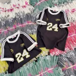 Áo Thun Nữ Trơn Cổ Tròn Baby Tee Tay Viền Sọc In Số 24 Mạc AH787