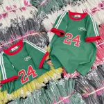 Áo Thun Nữ Trơn Cổ Tròn Baby Tee Tay Viền Sọc In Số 24 Mạc AH787