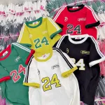 Áo Thun Nữ Trơn Cổ Tròn Baby Tee Tay Viền Sọc In Số 24 Mạc AH787