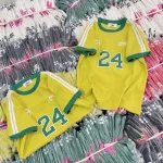 Áo Thun Nữ Trơn Cổ Tròn Baby Tee Tay Viền Sọc In Số 24 Mạc AH787