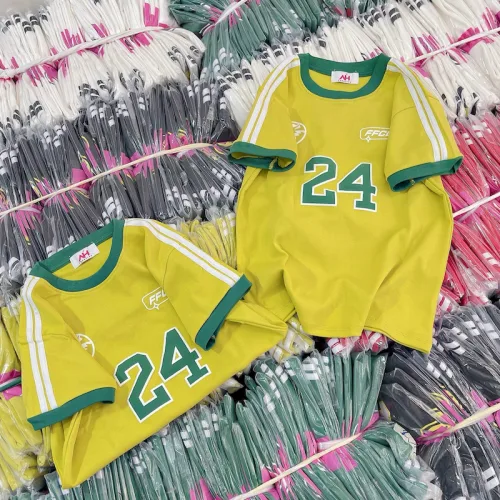 Áo Thun Nữ Trơn Cổ Tròn Baby Tee Tay Viền Sọc In Số 24 Mạc AH787