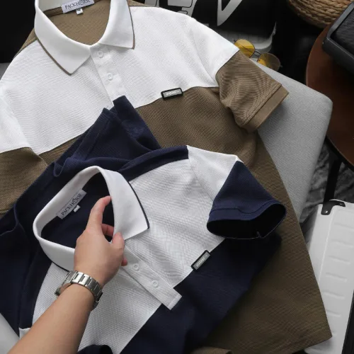 Áo Thun Polo Nam - Áo Thun Nam Cổ Bẻ Phối 2 Có Logo Trước Ngực Big Size