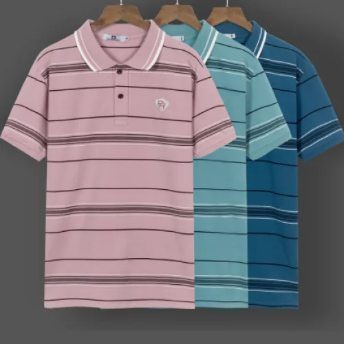 Áo thun sọc nam thêu logo PH thun cotton