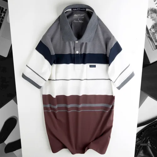 Áo Thun Sọc Nam Trung Niên Cổ Bẻ Có Túi (Có size 3x)