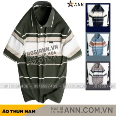 Áo Thun Sọc Nam Trung Niên Cổ Bẻ Có Túi Thun Cotton Cao Cấp (Có size 3x)