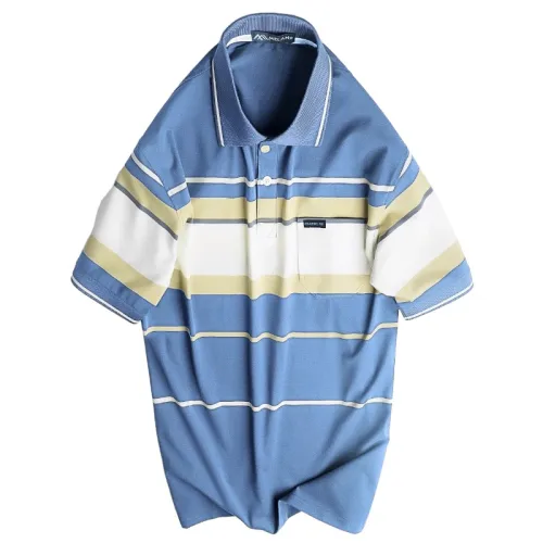 Áo Thun Sọc Nam Trung Niên Cổ Bẻ Có Túi Thun Cotton Cao Cấp (Có size 3x)