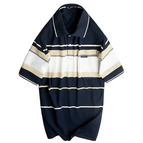 Áo Thun Sọc Nam Trung Niên Cổ Bẻ Có Túi Thun Cotton Cao Cấp (Có size 3x)